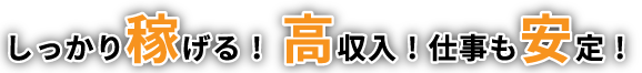 しっかり稼げる! 高収入!仕事も安定!